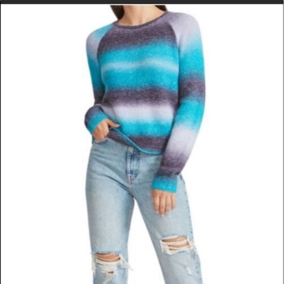 BB DAKOTA By Steve Madden crew neck sweater blue stripe large new - Picture 3 of 7